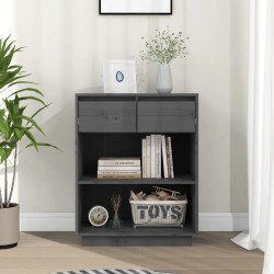 vidaXL Beistellschrank Grau 60x34x75 cm Massivholz Kiefer