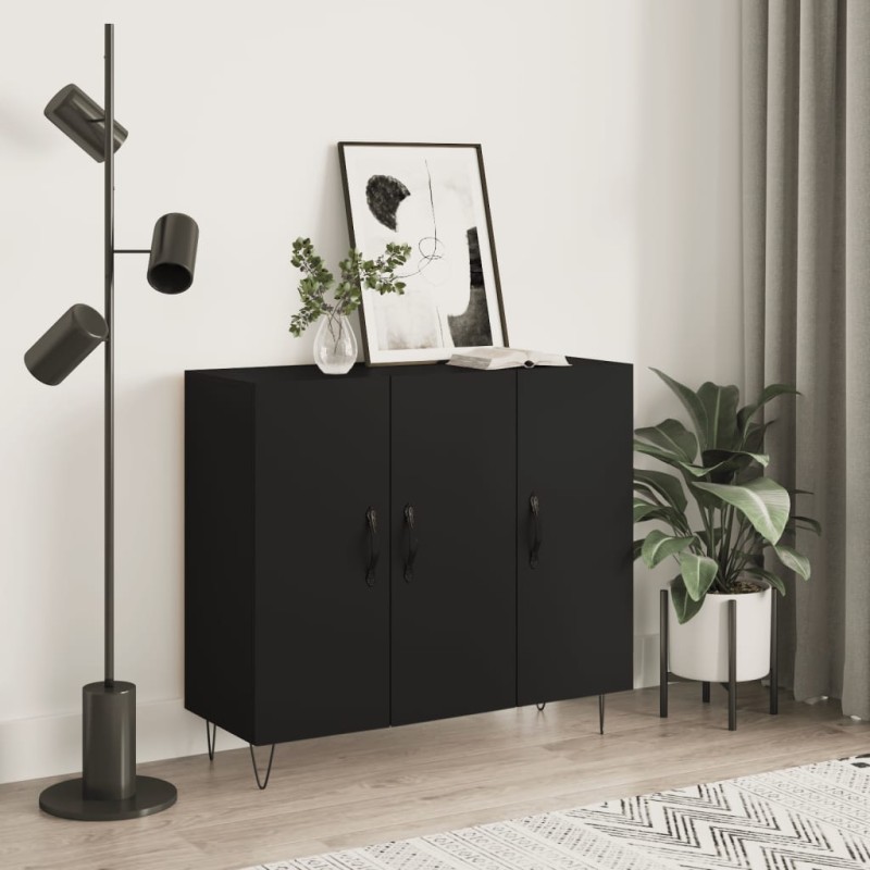 vidaXL Sideboard Schwarz 90x34x80 cm Holzwerkstoff vidaXL Sideboard Schwarz 90x34x80 cm Holzwerkstoff