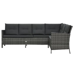 3-tlg. Garten-Lounge-Set mit Auflagen Poly Rattan Grau