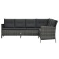 3-tlg. Garten-Lounge-Set mit Auflagen Poly Rattan Grau 3-tlg. Garten-Lounge-Set mit Auflagen Poly Rattan Grau