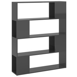vidaXL Bücherregal Raumteiler Hochglanz-Grau 100x24x124 cm