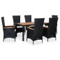 vidaXL 7-tlg. Garten-Essgruppe Poly Rattan Akazienholz Schwarz vidaXL 7-tlg. Garten-Essgruppe Poly Rattan Akazienholz Schwarz