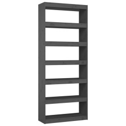 vidaXL Bücherregal/Raumteiler Grau 80x30x199,5 cm Massivholz Kiefer