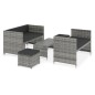 5-tlg. Garten-Lounge-Set mit Auflagen Poly Rattan Grau 5-tlg. Garten-Lounge-Set mit Auflagen Poly Rattan Grau