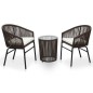 3-tlg. Bistro-Set mit Kissen PE-Rattan Braun 3-tlg. Bistro-Set mit Kissen PE-Rattan Braun