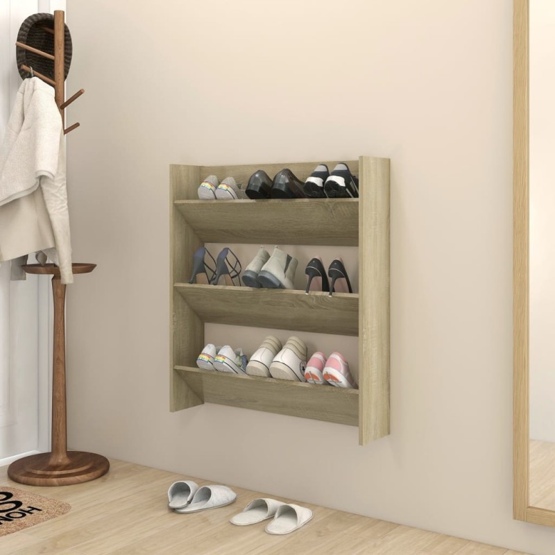 vidaXL Wand-Schuhschrank Sonoma-Eiche 80x18x90 cm Holzwerkstoff vidaXL Wand-Schuhschrank Sonoma-Eiche 80x18x90 cm Holzwerkstoff