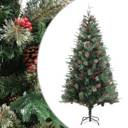 vidaXL Weihnachtsbaum mit Zapfen Grün 225 cm PVC & PE 