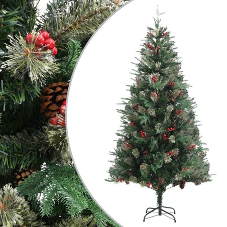 vidaXL Weihnachtsbaum mit Zapfen Grün 225 cm PVC & PE 