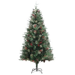 vidaXL Weihnachtsbaum mit Zapfen Grün 225 cm PVC & PE 