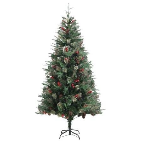 vidaXL Weihnachtsbaum mit Zapfen Grün 225 cm PVC & PE 