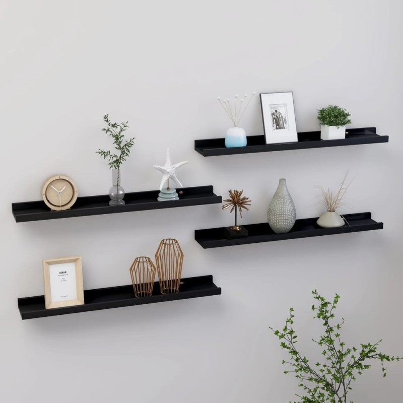 vidaXL Wandregale 4 Stk. Schwarz 60x9x3 cm vidaXL Wandregale 4 Stk. Schwarz 60x9x3 cm