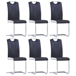 vidaXL Freischwinger 6 Stk. Schwarz Kunstleder