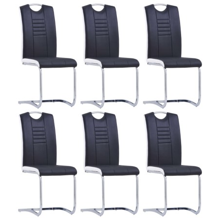 vidaXL Freischwinger 6 Stk. Schwarz Kunstleder