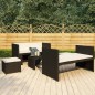 5-tlg. Garten-Lounge-Set mit Auflagen Poly Rattan Schwarz 5-tlg. Garten-Lounge-Set mit Auflagen Poly Rattan Schwarz