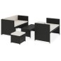 5-tlg. Garten-Lounge-Set mit Auflagen Poly Rattan Schwarz 5-tlg. Garten-Lounge-Set mit Auflagen Poly Rattan Schwarz