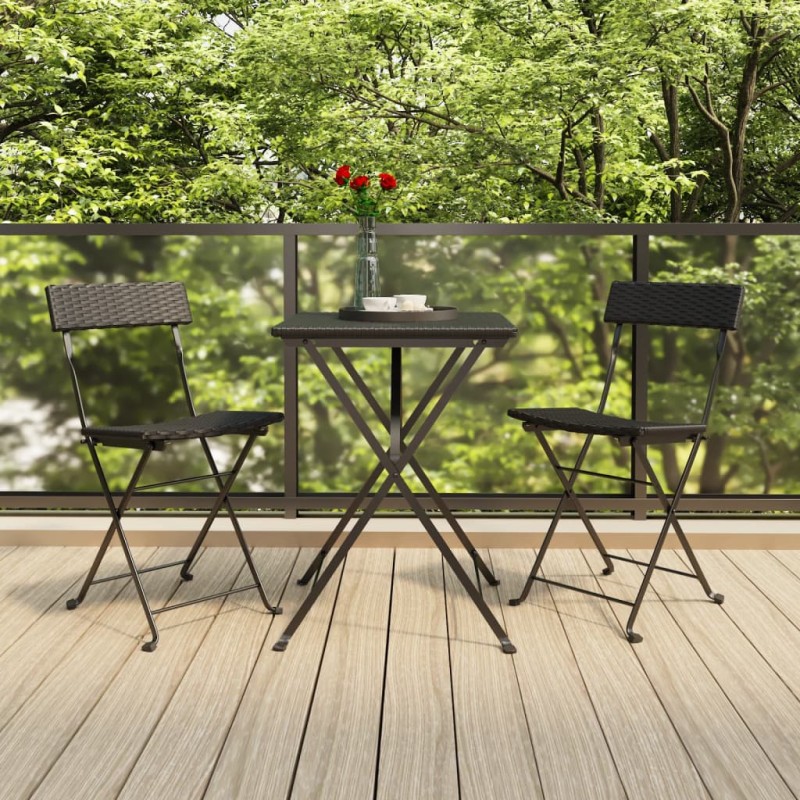 vidaXL Bistrostühle 2 Stk. Klappbar Schwarz Poly Rattan und Stahl vidaXL Bistrostühle 2 Stk. Klappbar Schwarz Poly Rattan und Stahl