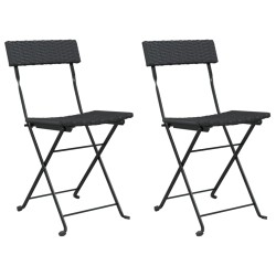 vidaXL Bistrostühle 2 Stk. Klappbar Schwarz Poly Rattan und Stahl