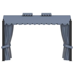 vidaXL Pavillon mit Vorhängen 3 x 4 m Anthrazit Stahl