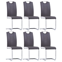 vidaXL Freischwinger 6 Stk. Grau Kunstleder