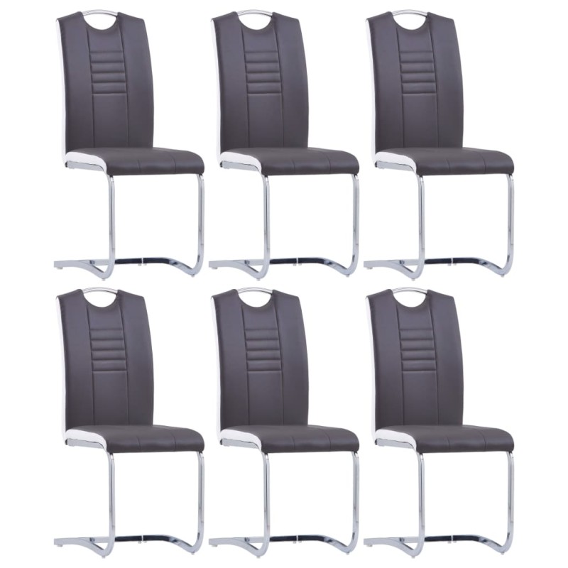 vidaXL Freischwinger 6 Stk. Grau Kunstleder vidaXL Freischwinger 6 Stk. Grau Kunstleder