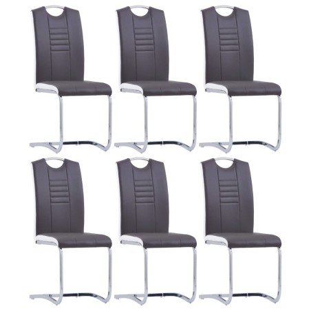 vidaXL Freischwinger 6 Stk. Grau Kunstleder