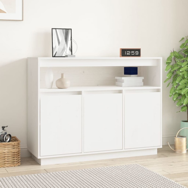 vidaXL Sideboard Weiß 104,5x34x80 cm Massivholz Kiefer vidaXL Sideboard Weiß 104,5x34x80 cm Massivholz Kiefer