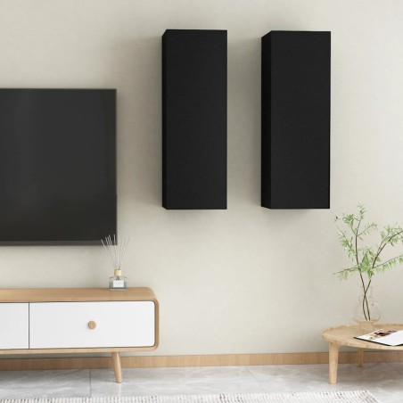 vidaXL TV-Schränke 2 Stk. Schwarz 30,5x30x90 cm Holzwerkstoff