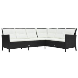 vidaXL 3-tlg. Garten-Lounge-Set mit Auflagen Poly Rattan Schwarz