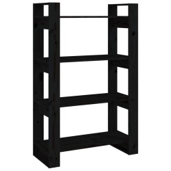 vidaXL Bücherregal/Raumteiler Schwarz 80x35x125 cm Massivholz Kiefer