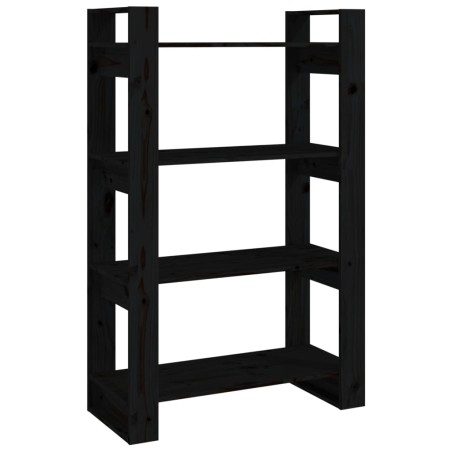 vidaXL Bücherregal/Raumteiler Schwarz 80x35x125 cm Massivholz Kiefer