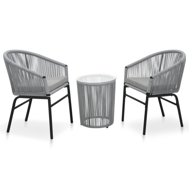 vidaXL 3-tlg. Bistro-Set mit Kissen PE-Rattan Grau vidaXL 3-tlg. Bistro-Set mit Kissen PE-Rattan Grau
