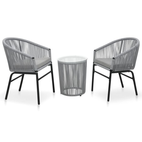 vidaXL 3-tlg. Bistro-Set mit Kissen PE-Rattan Grau