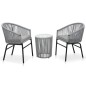 vidaXL 3-tlg. Bistro-Set mit Kissen PE-Rattan Grau vidaXL 3-tlg. Bistro-Set mit Kissen PE-Rattan Grau