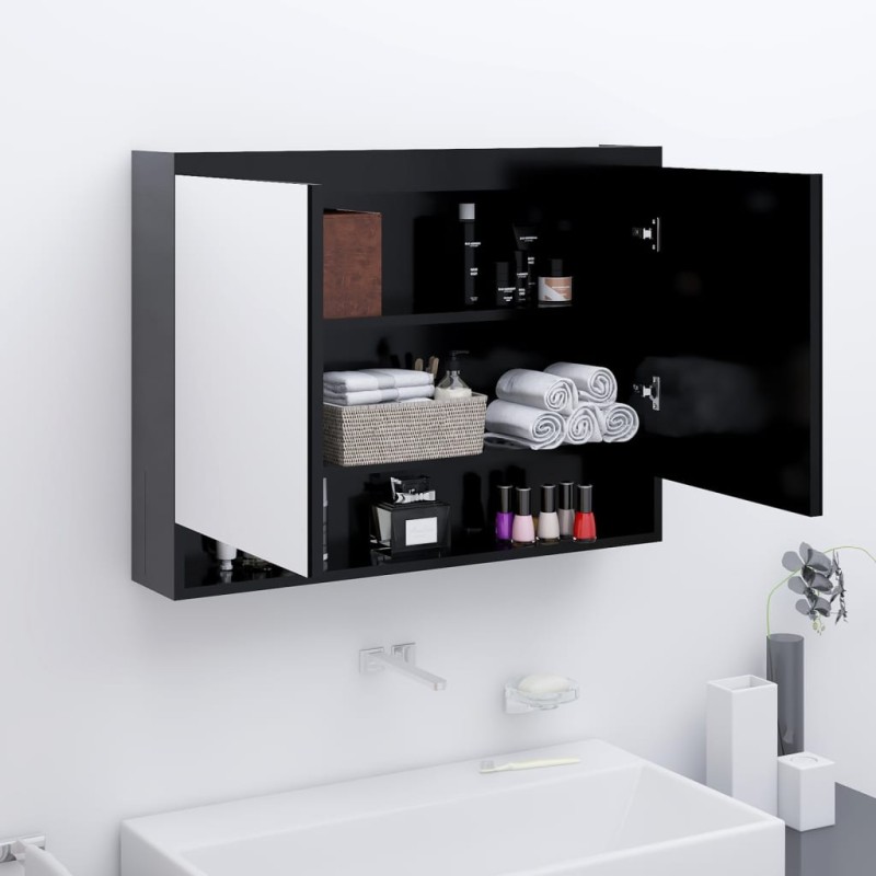 vidaXL Spiegelschrank fürs Bad 80x15x60 cm MDF Anthrazit vidaXL Spiegelschrank fürs Bad 80x15x60 cm MDF Anthrazit