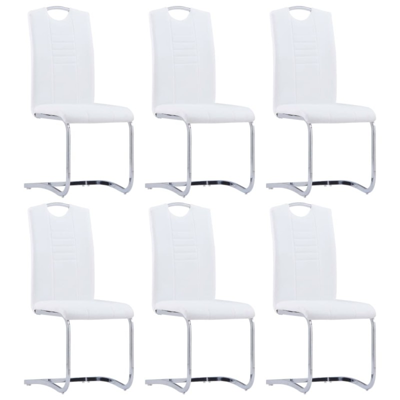vidaXL Freischwinger 6 Stk. Weiß Kunstleder vidaXL Freischwinger 6 Stk. Weiß Kunstleder