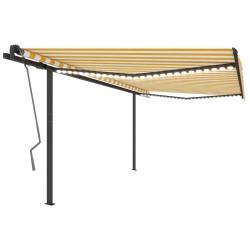vidaXL Automatische Markise mit LED & Windsensor 4,5x3 m Gelb & Weiß