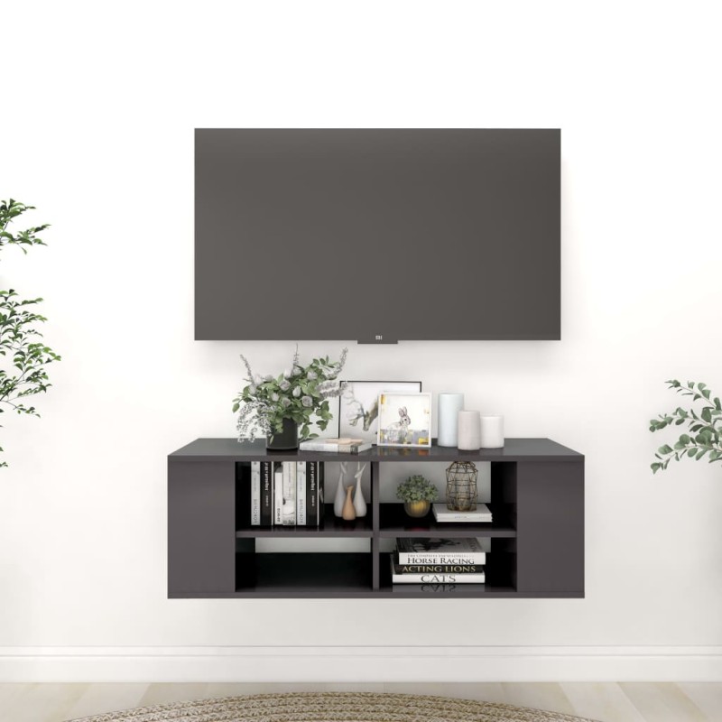 vidaXL TV-Wandschrank Hochglanz-Grau 102x35x35 cm Holzwerkstoff vidaXL TV-Wandschrank Hochglanz-Grau 102x35x35 cm Holzwerkstoff