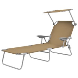 vidaXL Klappliege mit Sonnenschutz Stahl Taupe