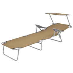 vidaXL Klappliege mit Sonnenschutz Stahl Taupe