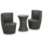 vidaXL 3-tlg. Bistro-Set mit Auflagen Poly Rattan Grau vidaXL 3-tlg. Bistro-Set mit Auflagen Poly Rattan Grau