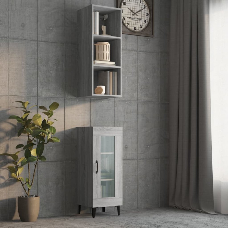 vidaXL Wandschrank Grau Sonoma 34,5x32,5x90 cm Holzwerkstoff vidaXL Wandschrank Grau Sonoma 34,5x32,5x90 cm Holzwerkstoff