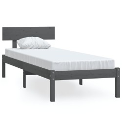 vidaXL Massivholzbett Grau Kiefer 90x190 cm