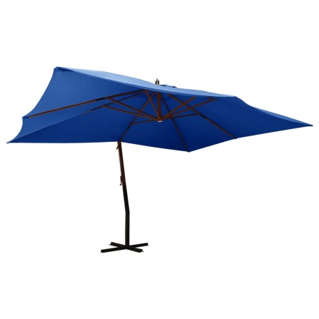 vidaXL Ampelschirm mit Holzmast 400x300 cm Azurblau 