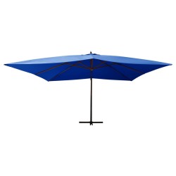 vidaXL Ampelschirm mit Holzmast 400x300 cm Azurblau 