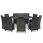 7-tlg. Garten-Essgruppe mit Auflagen Poly Rattan Grau 7-tlg. Garten-Essgruppe mit Auflagen Poly Rattan Grau