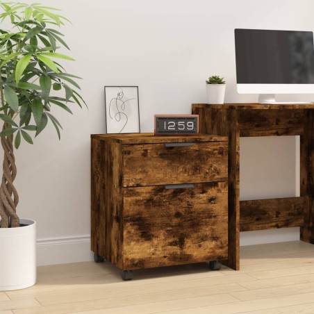 vidaXL Mobiler Aktenschrank mit Rollen Räuchereiche 45x38x54 cm