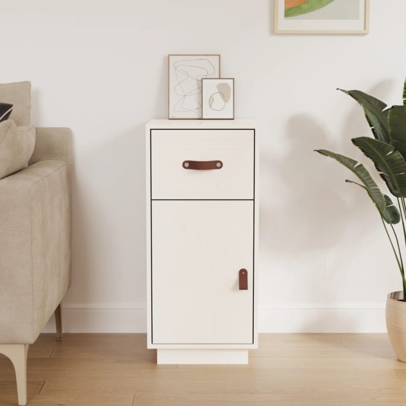 vidaXL Sideboard Weiß 34x40x75 cm Massivholz Kiefer vidaXL Sideboard Weiß 34x40x75 cm Massivholz Kiefer