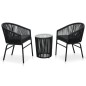 3-tlg. Bistro-Set mit Kissen PE-Rattan Schwarz 3-tlg. Bistro-Set mit Kissen PE-Rattan Schwarz