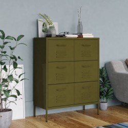 vidaXL Schubladenschrank Olivgrün 80x35x101,5 cm Stahl    