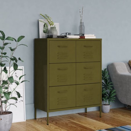 vidaXL Schubladenschrank Olivgrün 80x35x101,5 cm Stahl    
